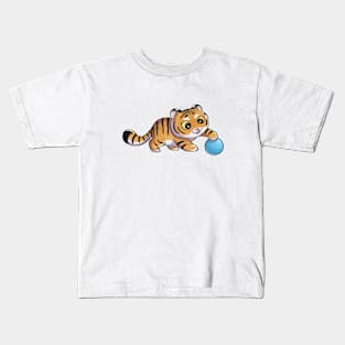 Cute Tiger Playing With Ball Kids T-Shirt